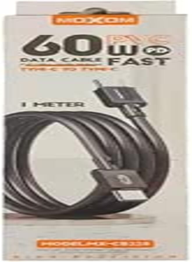 MOXOM MX-CB228 Type-C to Type-C Charging Data Cable With Efficient Transfer And Smart Design For Multi Device 1 Meter Length 60W - Black